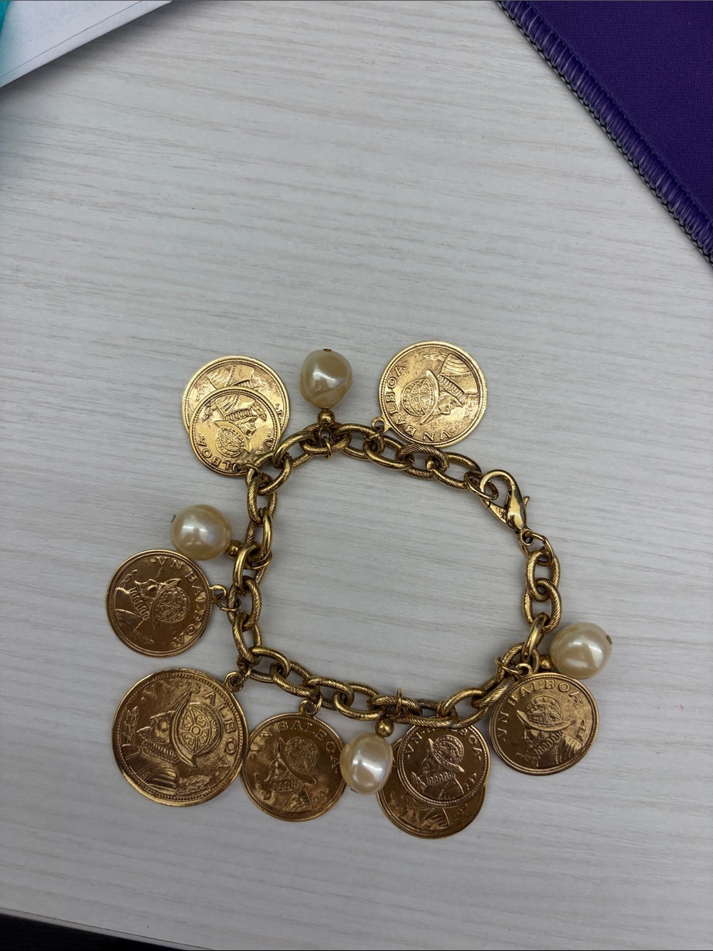 Vintage VN Balboa Spanish Pearl Charm Bracelet – Women Jewelry